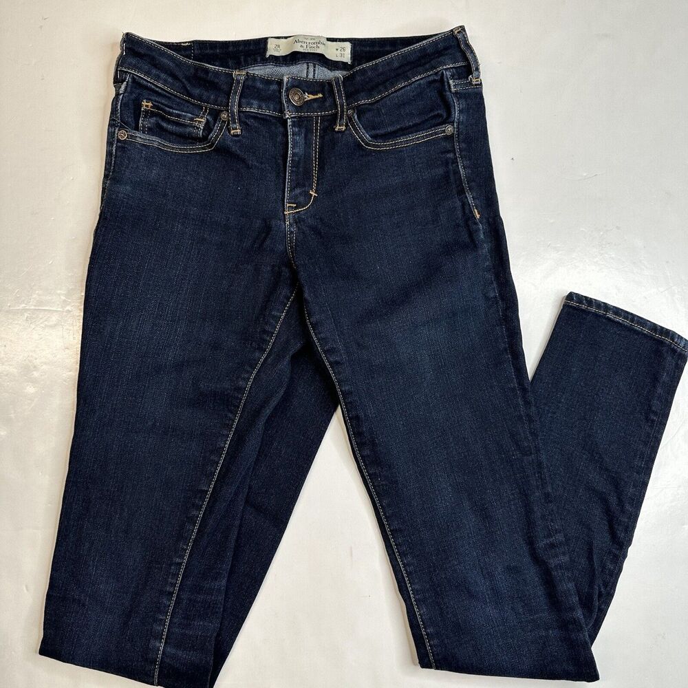Abercrombie Fitch Jeans Skinny Womens 26/2 Lowrise Stretch Denim Blue Dark Wash